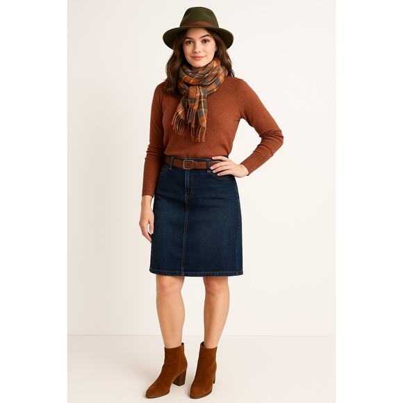 J Jill Denim Skirt Womens Size 12 Dark Wash Straight Knee Length - Picture 1 of 6